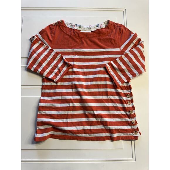 Anthropologie Tops - Anthropologie Maeve Womens Red White Striped Button Details Shirt Blouse Sz S